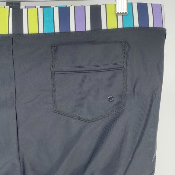 NWT Swim by Cacique Womens Boy Shorts Briefs 18 Plus Black & Striped Multicolor - Picture 3 of 7